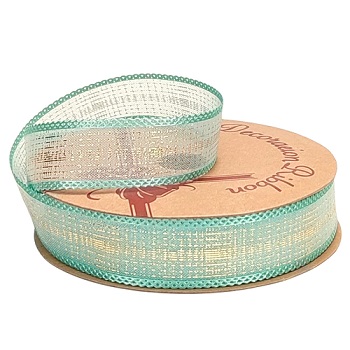 Лента дизайнерская с золотым напылением 25mm*10 ярд  тифани