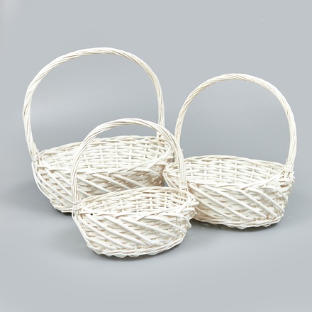 Корзины из ивы 38*30*13, 33*25*12, 28*20*10см, 3шт, овал, белый