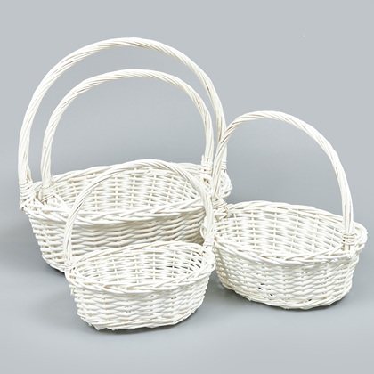 Корзины из ивы 45*35*15, 38*30*13, 33*25*12, 28*20*10, 4шт, овал, белый