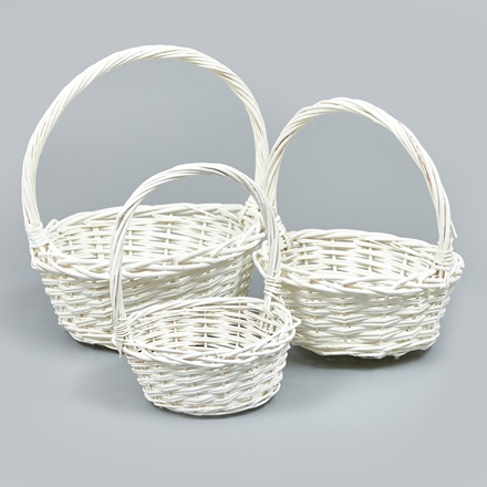 Корзины из ивы 29*12*30, 23*11*26, 17*9*22, 3шт, круг, белый