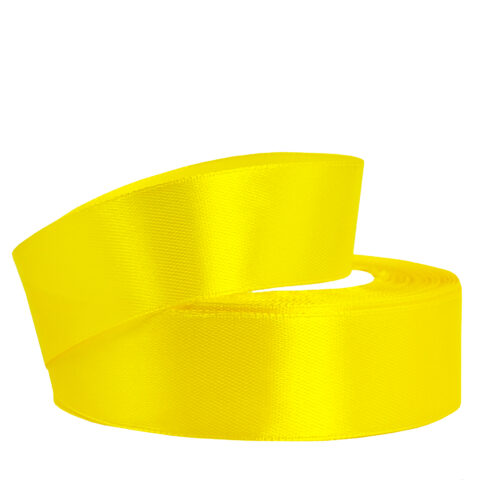 Лента атлас 2,5см х 25ярд желтый (015)