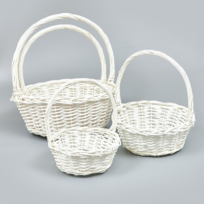 Корзины из ивы 38*38*15, 33*33*13, 29*29*12, 23*23*10, 4шт, круг, белый