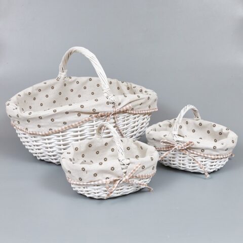 Корзины из ивы 47*34*23*34; 26*19*12*17; 26*19*12*17, 3шт, овал, белый
