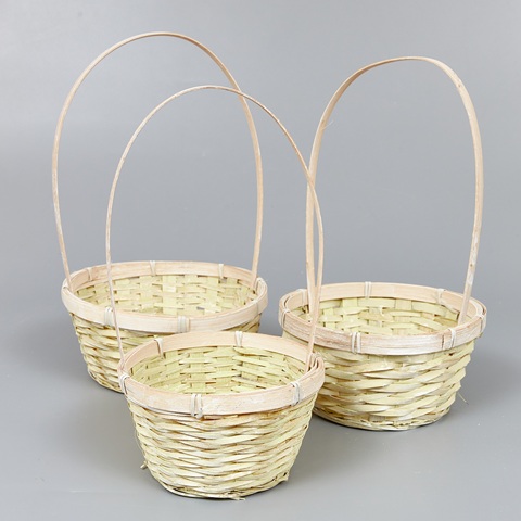 Корзины из бамбука 17*9*30, 19*9,5*32, 21*10*34, 24*11*35, 26*11*37, 5шт, круг, белый