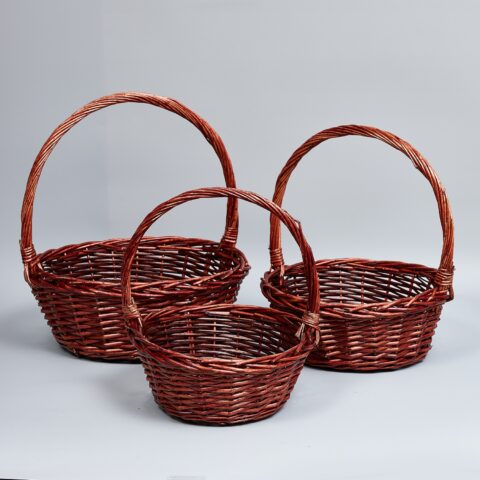 Корзины из ивы 38*38*15, 33*33*13, 29*29*12, 3шт, круг, коричневый