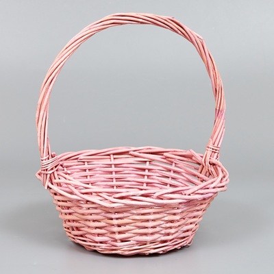 Корзина из ивы 25*25*10/30, круг, розовый