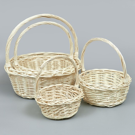 Корзины из ивы 41*41*16/41, 34*34*14/36, 27*27*12/31, 21*21*10/26, 4шт, круг, натуральный