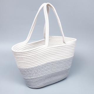 Корзина плетеная 48*14*28, текстиль, белый/серый