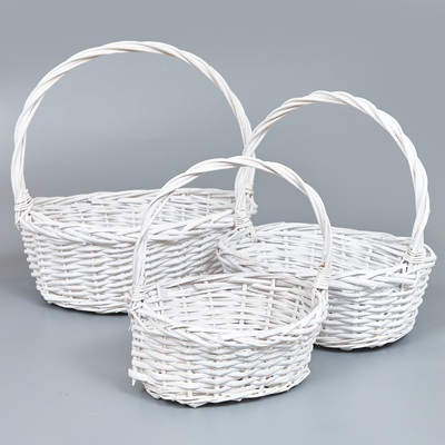 Корзины из ивы 36*28*13*36*28*21, 31*23*12*31*24*17, 25*18*10*26*20*13, 3шт, S. овал, белый