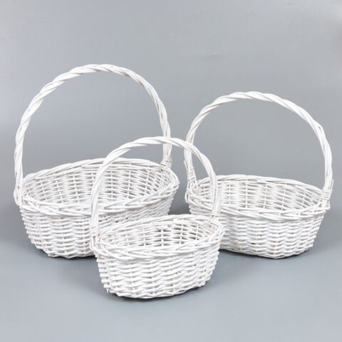 Корзины из ивы 34*27*12*35; 29*22*12*30; 25*18*11*25, 3шт, овал, белый