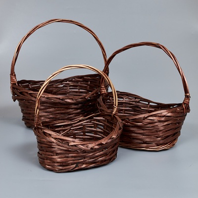 Корзины из ивы 36*28*12*16*37, 31*23*10*15*33, 26*19*10*12*29, 3шт, S. овал, коричневый