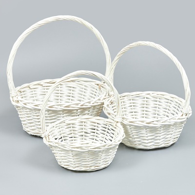 Корзины из ивы 33*33*13, 29*29*12, 23*23*10, 3шт, круг, белый