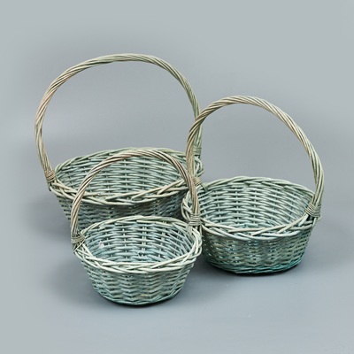 Корзины из ивы 33*33*13, 29*29*12, 23*23*10, 3шт, круг, светло-зеленый