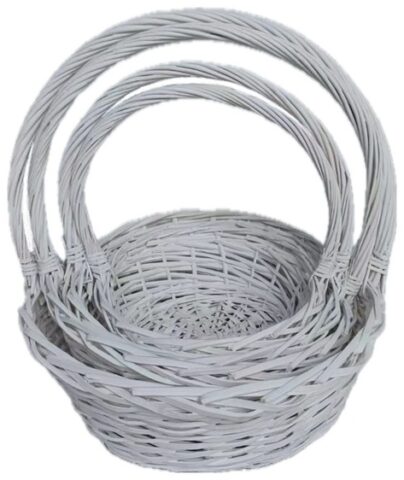 Корзины из ивы 50*19*51*37, 43*18*47*32, 38*15*42*28, 31*12*36*23, 4шт, круг, белый