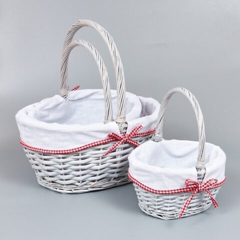 Корзины из ивы 40*33*20*42, 33*26*17*35, 25*19.5*14*29, 3шт, овал, белый