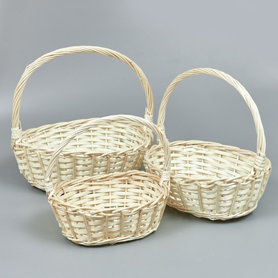 Корзины из ивы 38*30*13, 33*25*12, 28*20*10, 3шт, овал, натуральный