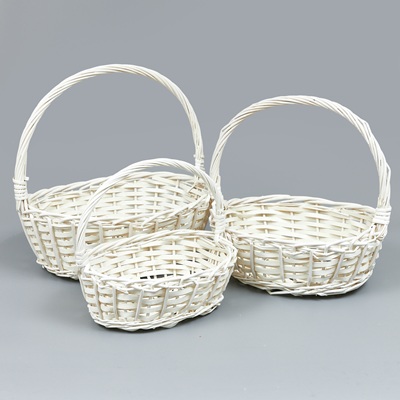 Корзины из ивы 38*30*13, 33*25*12, 28*20*10, 3шт, овал, белый