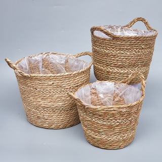 Корзины плетеные 33*26*28, 29*23 B24, 26*20 B20, 3шт, рогоз, беленый