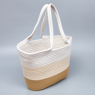 Корзина плетеная 48*14*28, текстиль, белый/бежевый