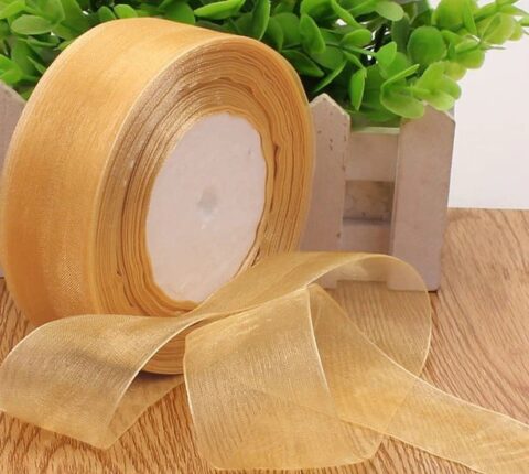 Лента органза 25мм*25ярд, абрикосовый (1090)