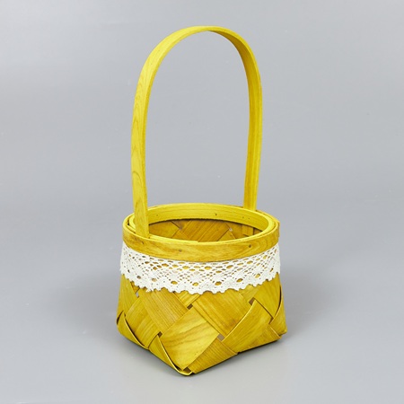 Корзина из бересты (секвойя) 14*11,5/28,5, круг, желтый