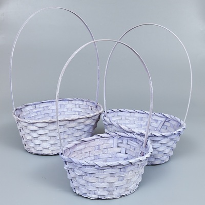 Корзины из бамбука 27*21*10*38, 24*19*10*36, 22*18*10*34, 3шт, овал, сиреневый
