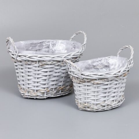 Корзины из ивы 26*21*17 B19*14; 21*16*14,5 B14,5*9,5, 2шт, овал, серый