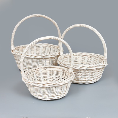 Корзины из ивы 41*41*16/41, 34*34*14/36, 27*27*12/31, 3шт, круг, белый