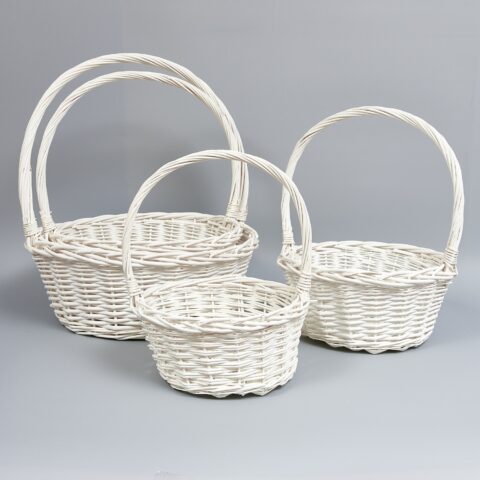 Корзины из ивы 45*45, 39*39, 33*33*15, 28*28*13, 4шт, круг, белый