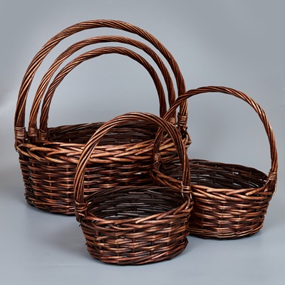 Корзины из ивы 48*38*17*47, 43*34*16*42, 37*29*14*37, 30*23*12*32, 22*15*10*26, 5шт, S. овал, коричн