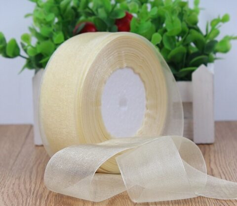 Лента органза 40мм*25ярд, айвори (1002)