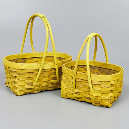 Корзины из бересты (секвойя) 25,5*19,5*12/27, 21*15,5*11/22, 2шт, овал, желтый