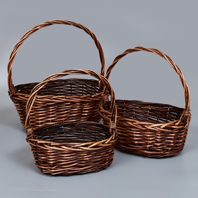 Корзины из ивы 36*28*13*36*28*21, 31*23*12*31*24*17, 25*18*10*26*20*13, 3шт, S. овал, коричневый