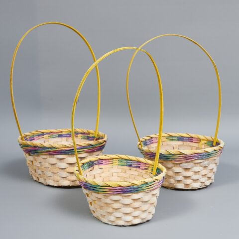 Корзины из бамбука 22*18*10*34, 24*19*10*36, 27*1*10*38, 3шт, овал, желтый