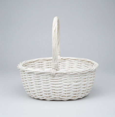 Корзина из ивы 27*21*11/25, овал, белый (Р)