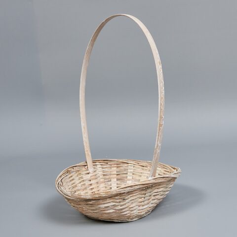 Корзина из бамбука 19*5, круг, белый