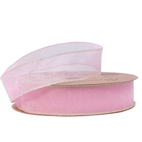 Лента декоративная однотонная 25mm*10 ярд розовый