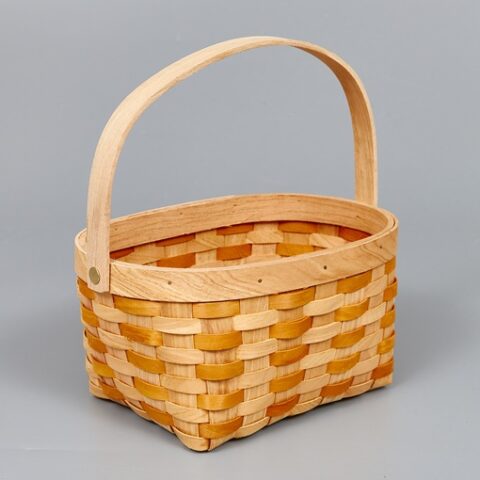 Корзина из бересты (секвойя) 23*18*12/24, прямоугольник, оранжевый