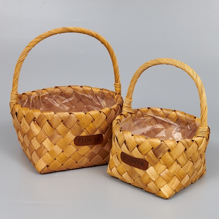 Корзины из бересты (секвойя) 26*13,5/32, 21*12/27,5, 2шт, круг, светло-коричневый