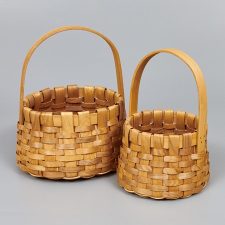 Корзины из бересты (секвойя) 18*12/26 13.5*10.5/23, 2шт, круг, светло-коричневый