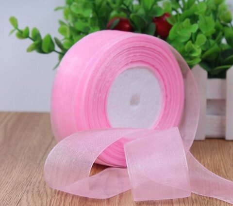 Лента органза 40мм*25ярд, розовый (1004)