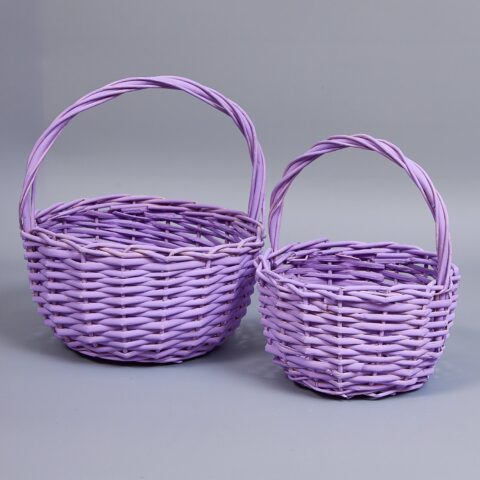 Корзины из ивы 24*13/26, 18*11/23, 2шт, круг, сиреневый