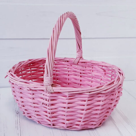 Корзина из ивы 27*21*11/25, овал, розовый