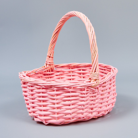 Корзина из ивы 27*21*11/25, овал, розовый