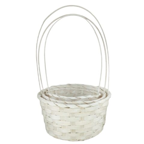 Корзины из бамбука 21*10*36, 18*10*34, 16*10*32, 3шт, круг, белый-патин