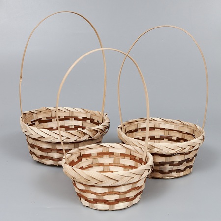 Корзины из бамбука 23*11*36, 20*9*35, 18*9*34, 3шт, круг, натуральный со вставками