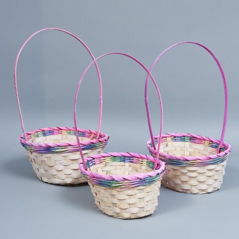 Корзины из бамбука 22*18*10*34, 24*19*10*36, 27*1*10*38, 3шт, овал, фуксия