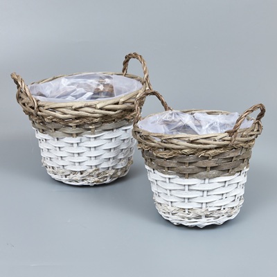 Корзины из ивы 22*16,5 B15; 18*14,5 B12, 2шт, круг, серый/белый