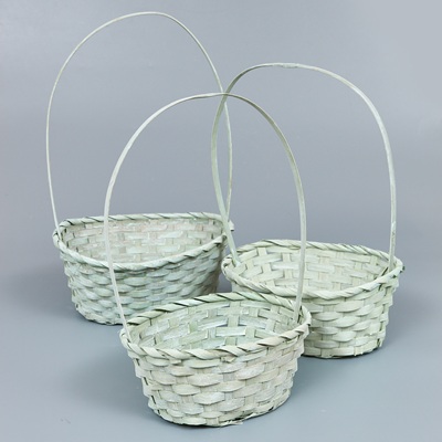 Корзины из бамбука 27*21*10*38, 24*19*10*36, 22*18*10*34, 3шт, овал, светло-зеленый