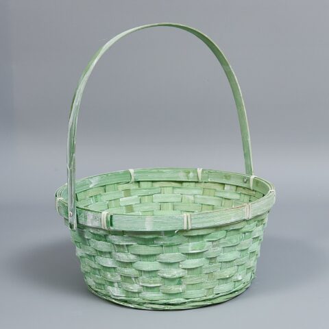 Корзина из бамбука 26*12*30, круг, светло-зеленый